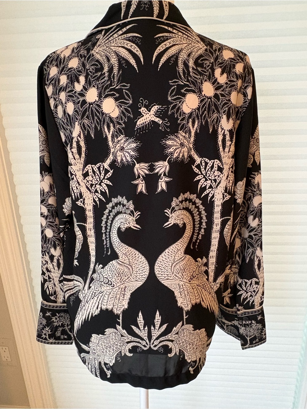 NWT H&M Printed Resort Shirt Black And Tan Tropical Button Shirt Blouse - Picture 16 of 16